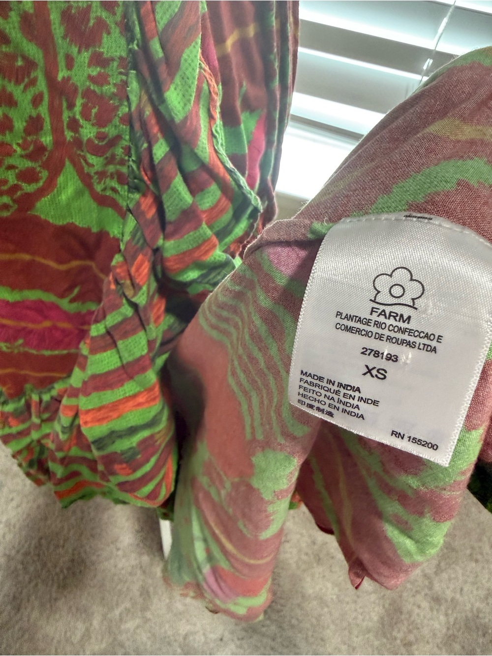 Farm Rio Tropical Floral Wrap Dress in Green & Red - Picture 9 of 11